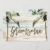 ビーチの手のひらが私のGroomsman提案カード サンキューカード (正面/裏面)