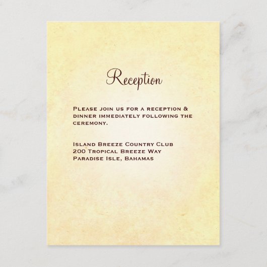 ビーチの披露宴カードの結婚指輪 エンクロージャーカード (裏面)