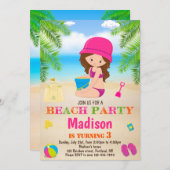 ビーチの招待サマービーチの誕生日の招待 招待状 (正面/裏面)