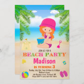 ビーチの招待サマービーチの誕生日の招待 招待状 (正面/裏面)