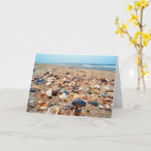 ビーチの挨拶状の貝殻 カード (黄色い花)