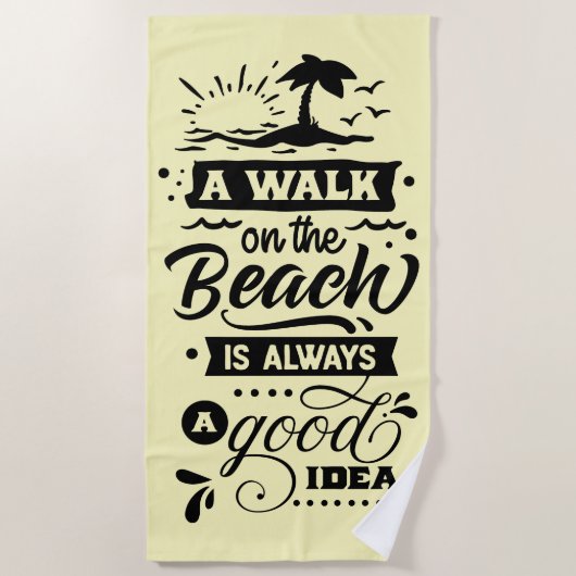 ビーチの散歩はいつも良いアイディア ビーチタオル (正面)