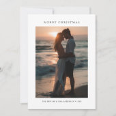 ビーチの新婚クリスマスの熱帯サンセット写真 シーズンカード (正面)