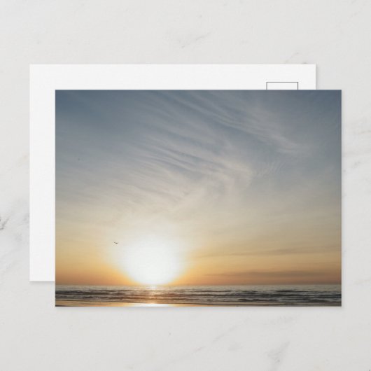 ビーチの日の出お祝いカード インビテーションポストカード (正面/裏面)