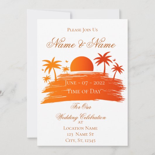 ビーチの日の出と夕焼け サンダーコーブ 招待状 (正面)