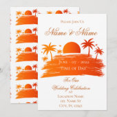 ビーチの日の出と夕焼け サンダーコーブ 招待状 (正面/裏面)