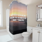 ビーチの日没のプリントのキリスト教の信頼の引用文 シャワーカーテン (インサイチュ)