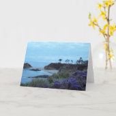 ビーチの日没の沿岸南カリフォルニア カード (黄色い花)