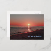 ビーチの日没水砂 箔シーズンポストカード (正面/裏面)