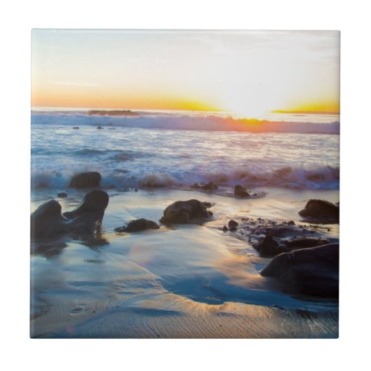 ビーチの日没 タイル (正面)