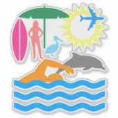 ビーチの日 シール (正面)