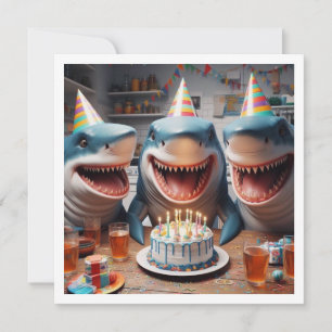 ビーチの日、ビーチの誕生日パーティー、サメの誕生日 招待状