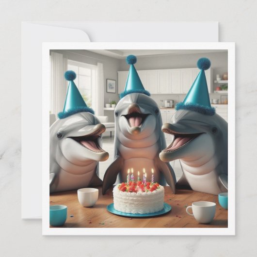 ビーチの日,誕生日パーティービーチ,ドルフィンデイ 招待状 (正面)