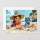 ビーチの日（貝と猫） シーズンポストカード (正面/裏面)
