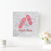 ビーチの時間は個人化なります スクエア壁時計 (ホーム)