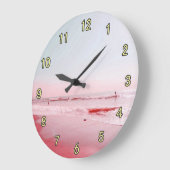 ビーチの時間! 、リラックスさせるで美しいビーチ ラージ壁時計 (傾斜)