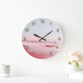 ビーチの時間! 、リラックスさせるで美しいビーチ ラージ壁時計 (ホーム)