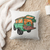 ビーチの景色を車から眺める イラスト 夏の楽しみ クッション (ブランケット)