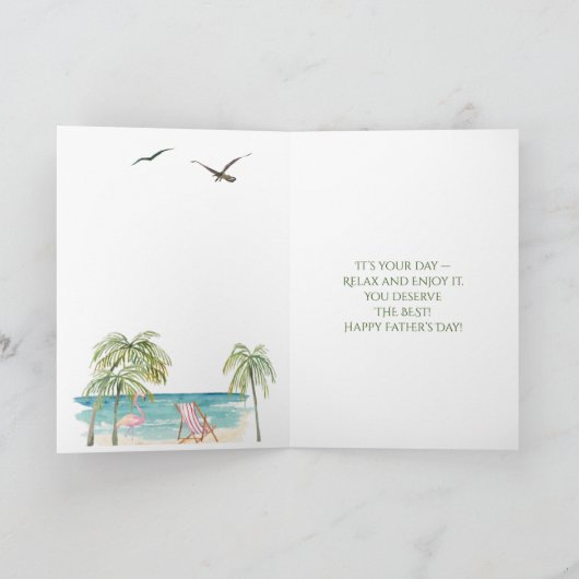 ビーチの最高のヤシの木の父の日に値する カード (内部)