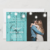 ビーチの木製のひもは写真の結婚式招待状をつけます 招待状 (正面)