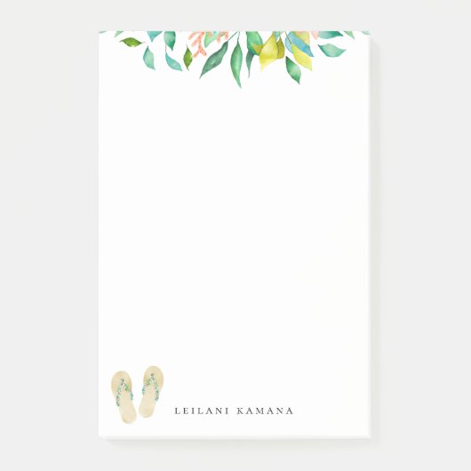 ビーチの植物のビーチサンダル ポストイット (正面)