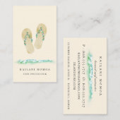 ビーチの植物のビーチサンダル 名刺 (正面/裏面)