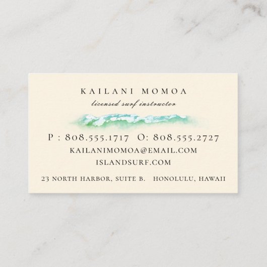 ビーチの植物のビーチサンダル 名刺 (裏面)