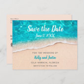 ビーチの水と砂が日付を節約 案内ポストカード (正面/裏面)