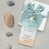 ビーチの水の色の目的地ウェディングウェルカムバッグ ギフトタグ