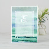 ビーチの水の色を保存する日付フォトブルースコースト 箔シーズンカード (立ち正面)