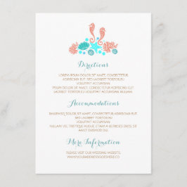 ビーチの水中宝物白い結婚式の詳細 エンクロージャーカード