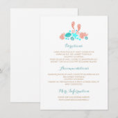 ビーチの水中宝物白い結婚式の詳細 エンクロージャーカード (正面/裏面)