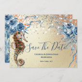 ビーチの水彩シェル島海青橙 セーブザデート (正面/裏面)