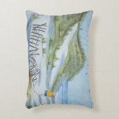 ビーチの水彩画 アクセントクッション (正面(垂直))