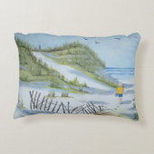 ビーチの水彩画 アクセントクッション (裏面)