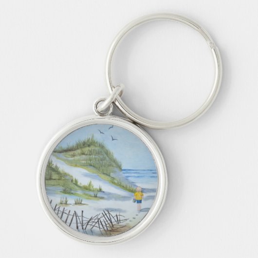ビーチの水彩画 キーホルダー (正面)