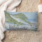 ビーチの水彩画 ランバークッション (ブランケット)