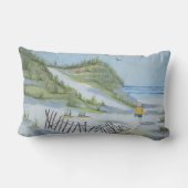 ビーチの水彩画 ランバークッション (裏面)