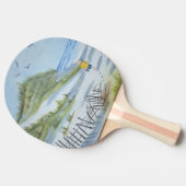 ビーチの水彩画 卓球ラケット (横)