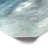 ビーチの水色 – 沿岸ティール(緑がかった色)ダークブルー波 ポスター (角)