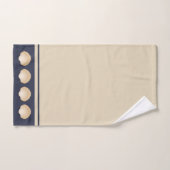 ビーチの沿岸タン貝殻及び海軍 バスタオルセット (ハンドタオル)