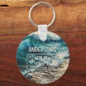 ビーチの波と砂あなたの冒険が始まる キーホルダー (正面)