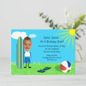 ビーチの波の写真カード 招待状 (スタンド正面)