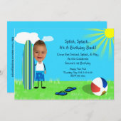 ビーチの波の写真カード 招待状 (正面/裏面)