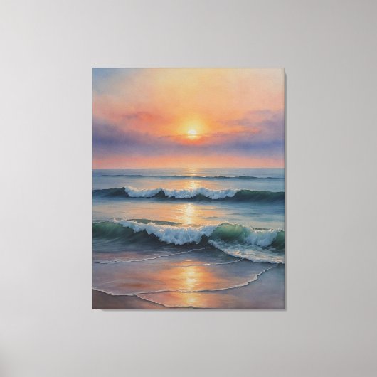 ビーチの波の水色 キャンバスプリント (正面)