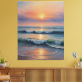 ビーチの波の水色 キャンバスプリント (インサイチュ (リビング))