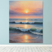 ビーチの波の水色 キャンバスプリント (インサイチュ (ウッドフロア))