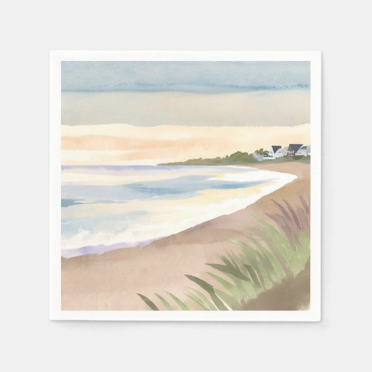 ビーチの波 | 海岸の海 水彩画 スタンダードカクテルナプキン (正面)