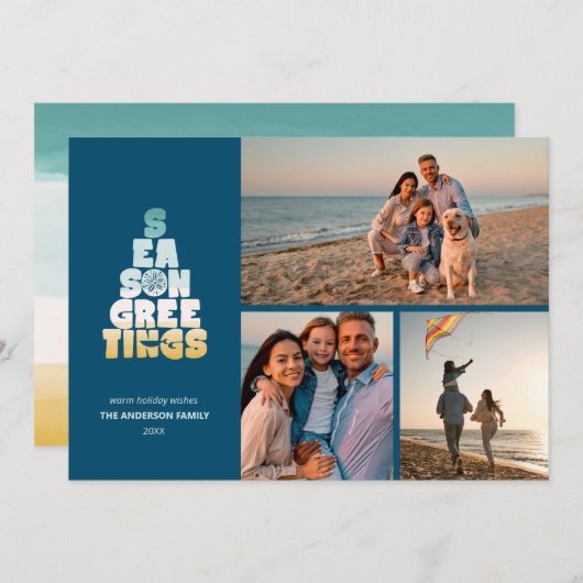 ビーチの海と挨拶 シーズンカード (正面/裏面)