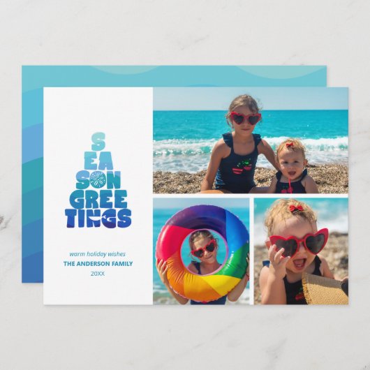ビーチの海と挨拶 シーズンカード (正面/裏面)